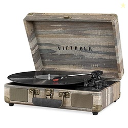 Victrola Journey Bluetooth Portable Suitcase Record Player  with Built-in Speakers, 3 Speed Vinyl Record Player, RCA Out, Headphone Jack (Farmhouse)