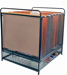Mesh Desktop Hanging File Organizer with Drawer,Office Supplies and Home Filing Organizer,Letter Size,Black