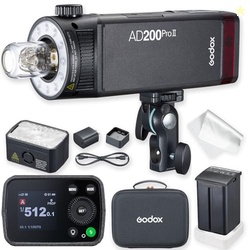 GODOX AD200 PRO II GODOX AD200PRO II AD200PROII, 200WS TTL POCKET FLASH WITH IMPROVED HEAT DISSIPATION, COLOR SCREEN, BI-COLOR MODELING LIGHT, 1/1 TO 1/512 WIDER OUTPUT, 500 FULL POWER FLASHES