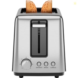 Chefman 2 Slice Toaster, 7 Shade Settings, Removable Crumb Tray, Thick Bread and Bagel Toaster with Defrost and Cancel Buttons  Black