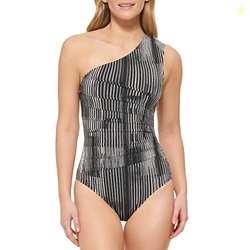 Calvin Klein Womens Lifestyle ONE Piece,Black Multi Dry Brush,14
