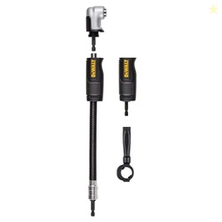 DEWALT FLEXTORQ Right Angle Drill Attachment, 4-in-1 System, 12-Inch Compact, Straight Flexible Shaft 90 Degree Drill Adapter (DWAMRASETFT)