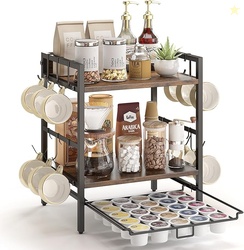 Coffee-Bar-Organizer With 25 K Cup & 12 Mup Holder