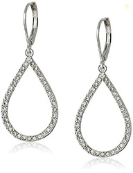 ANNE KLEIN READY TO SHINE SILVER-TONE/CRYSTAL TEARDROP EARRINGS