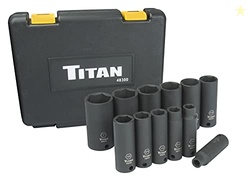 Titan 48300 12-Piece 3/8" Drive SAE Deep Impact Socket Set