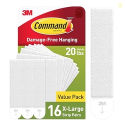 Command 20 lb X-Large Picture Hanging Strips, 16 Pairs White Strips Heavy Duty Picture Hanger