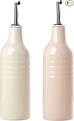 famiware Jupiter Ceramic Olive Oil Dispenser Bottle, Set of 2 