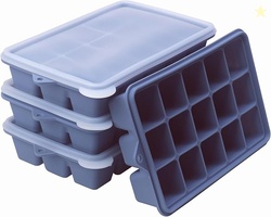 2 Tbsp Silicone Freezer Molds - Perfect for Storing Garlic, Herbs, Ginger, Pesto, Tomato Paste, Lemon Juice, Purees and More - Silicone Food Freezer Tray (Blue 4 Pack)