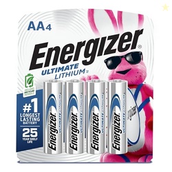ENERGIZER ULTIMATE LITHIUM AA BATTERIES (4 PACK), 1.5V LITHIUM DOUBLE A BATTERIES