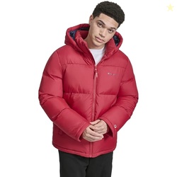 Champion Men's Heavy Weight Puffer with Adjustable Hood, Chili Pepper, Small