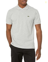 Lacoste Men's Original L.12.12 Heathered Petit Piqu Cotton Polo Shirt, Silver Chine, Large