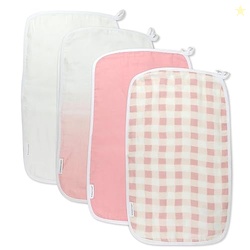 HonestBaby Organic Cotton Multi-layer Burp Cloths Multipack, 4-Pack Peach Skin Painted Buffalo Check, One Size