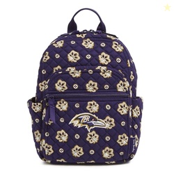 Vera Bradley Women's Cotton Nfl Small Backpack (Multiple Teams Available), Baltimoreravensonnavypurple/Goldbandana, One Size