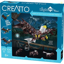 Thames & Kosmos Creatto American Bald Eagle & Frontier Friends Light-Up 3D Puzzle Kit | Includes Creatto Puzzle Pieces to Make Your Own Illuminated Craft Creations | DIY Activity Kit & LED Lights