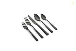 Cambridge Silversmiths Gilda Black Satin 20-Piece Flatware Set, Service for 4