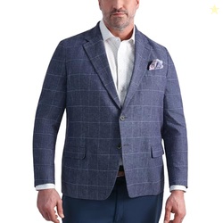 Big & Tall J.M. Haggar Plaid Windowpane Linen Tailored Fit Sport Coat