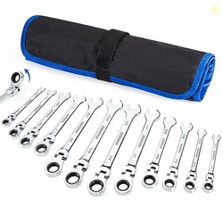 SORAKO Ratcheting Wrench Set Flex Head, 16 Piece SAE Combination Ratchet Wrench kit, 1/4 - 13/16 Chrome Vanadium Steel Wrenches