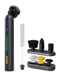 Fanttik G9 Nano Cordless Spin Scrubber with NeoPulse Motor, IPX7 Waterproof Grout Brush, 8 Replaceable Heads & LED Display for Cleaning Bathroom, Tile, Corners - Black