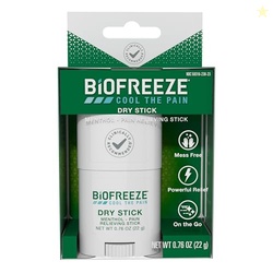 BIOFREEZE DRY STICK, MESS-FREE RELIEF FOR NECK, SHOULDER, KNEE, HIP, HAND & JOINT, COOLING MENTHOL PAIN RELIEF STICK, UP TO 100 USES