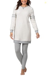 PAJAMAGRAM WOMENS PAJAMAS - WOMEN PJS SETS, SPORTY SWEATSHIRT, OATMEAL, MD