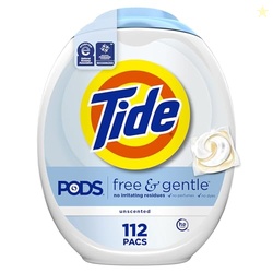 Tide PODS Free & Gentle Laundry Detergent Soap Pacs, 112 Count, Tide PODS Laundry Detergent