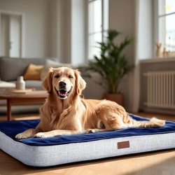 Deconovo Orthopedic Dog Bed for Medium & Large Dogs  Supportive Memory Foam with Washable Cover, Non-Slip Base  Comfort for Senior, Arthritic & Active Pets, Navy Blue, 36" Lx27 Wx3 Th