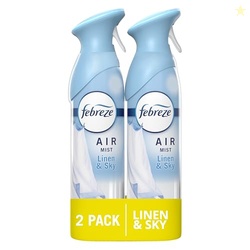 FEBREZE AIR MIST AIR FRESHENER SPRAY, ODOR-FIGHTING ROOM SPRAY, AIR FRESHENERS FOR HOME AND BATHROOM AND KITCHEN, AEROSOL CAN, LINEN & SKY SCENT, 8.8OZ, 2 COUNT