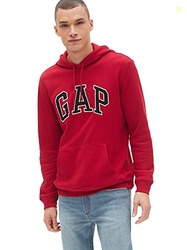 GAP mens Logo Fleece Hoodie Sweatshirt, Crimson Red, X-Small US